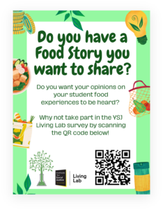 Poster stating: 'Do you have a food story you want to share?'