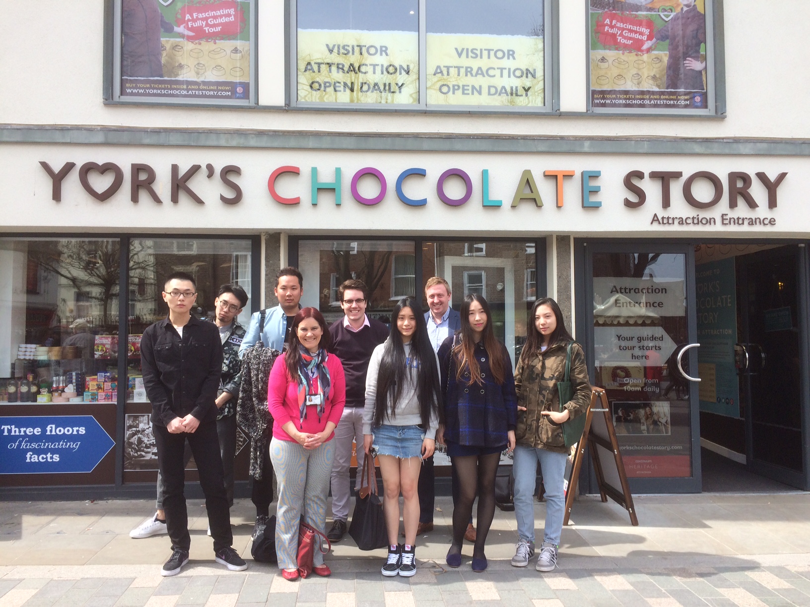 Mass Communications students with York Chocolate Story reprsentatives and Jane Cullen, Module Leader. 