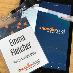 MoodleMoot lanyard, pen and app