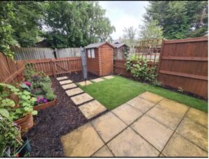 A picture of a newly landscaped garden