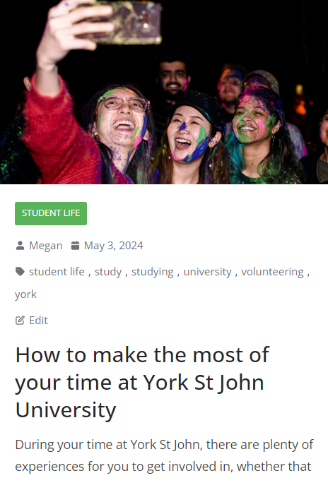 Image of blog about how to make the most out of your time at York St John