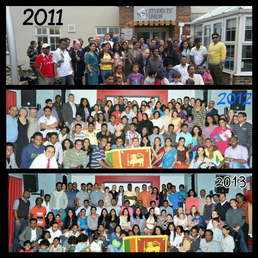 Collage image of the YSJ Sri Lankan Association from 2011, 2012 and 2013.