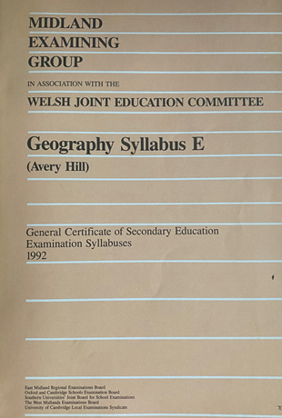 Front page of Midland Examining Group. Geography Syllabus E.