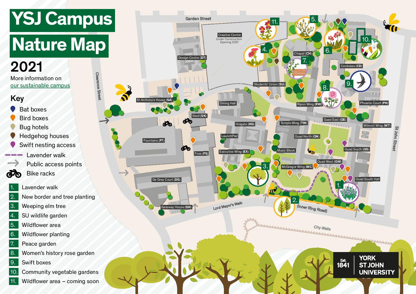 St John S University Campus Map Ysj-Campus-Nature-Map-Pdf-2Mb-Page-001 - York St John Alumni