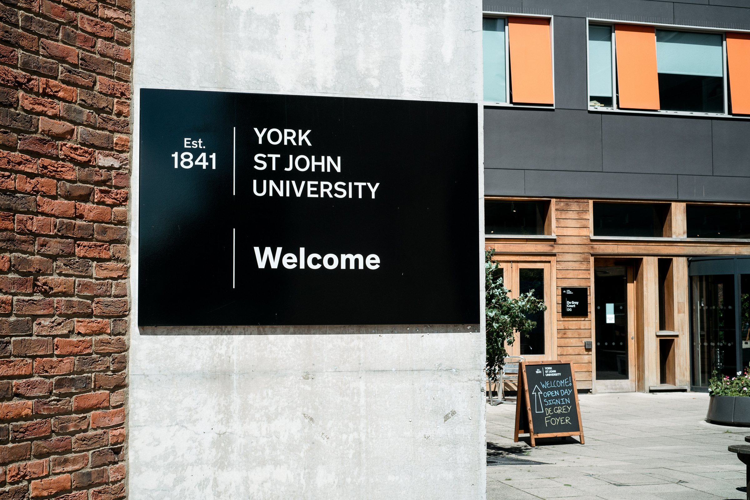 A welcome sign at the York campus.