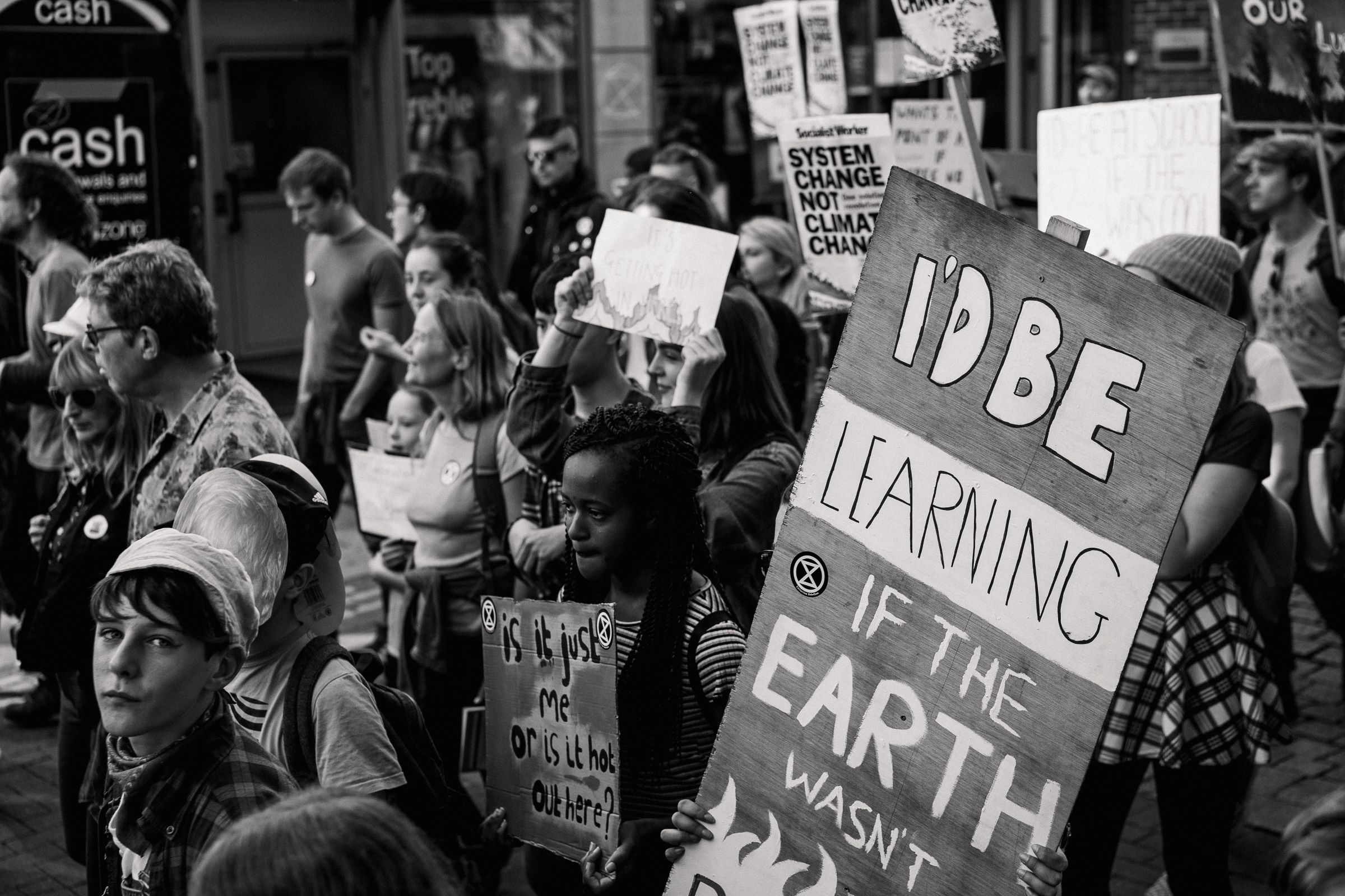 York St John students participating in a climate protest in York city centre.