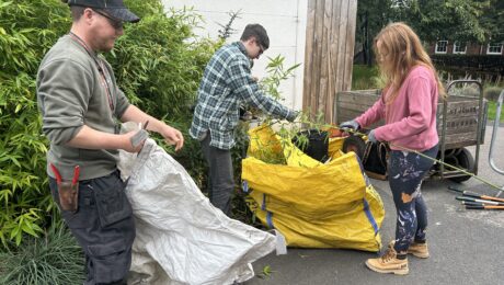 Students at York St John campus doing gardening activity