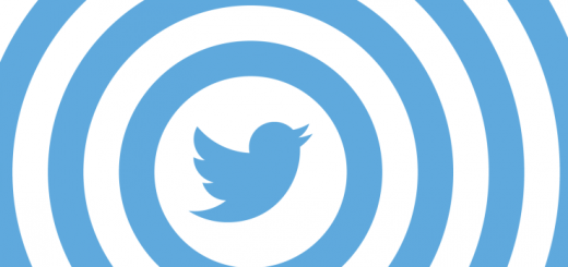 Twitter logo inside a blue and white spiral