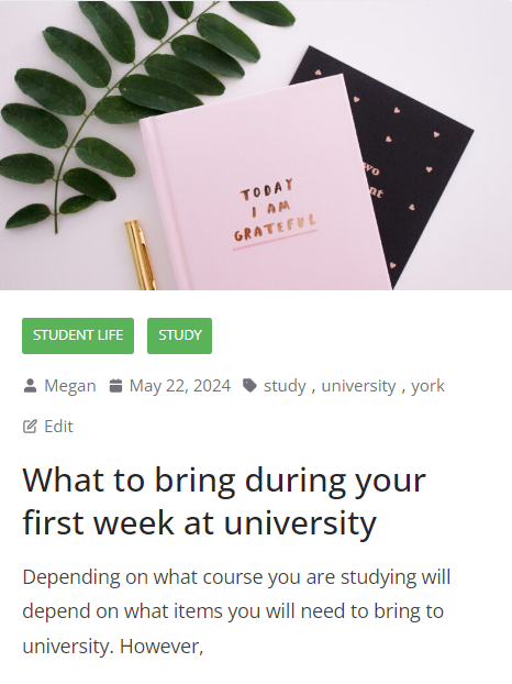 Image of blog post about what to bring to university during your first week